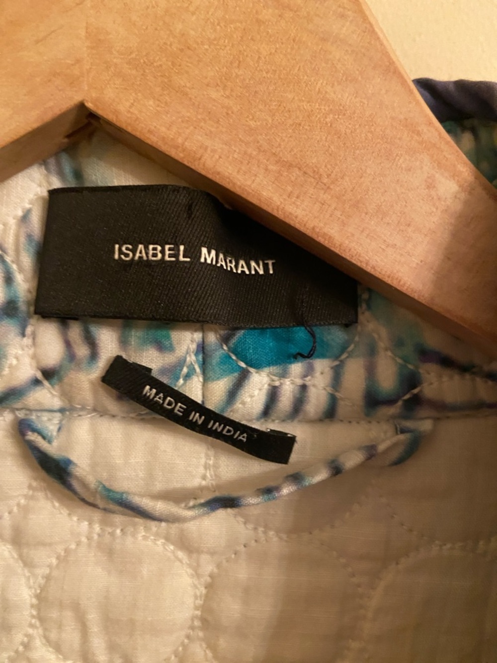 Isabel Marant White Quilted Cotton Floral Open Jacket with Navy Trim - Picture 2 of 10